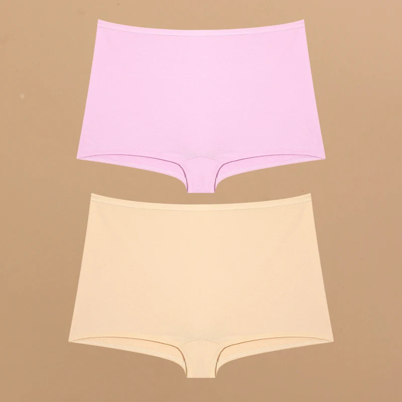 2pcs Women's Cotton Boxers Panties Female Seamless Sports Boyshorts Underwear Female Solid Soft Lingerie Safty Shorts XS-XL 2024