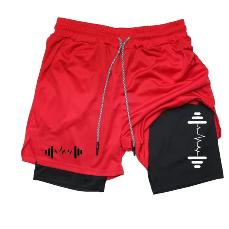 Men's quick drying exercise training and fitness 2-in-1 shorts, daily men's Peplum shorts