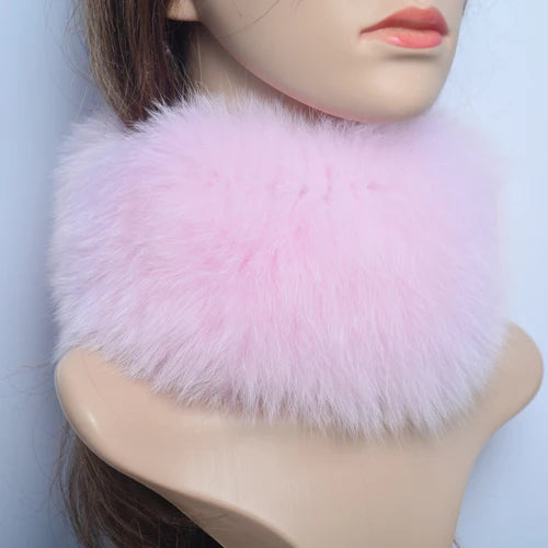 New Luxury Women Outdoor Fox Fur Ring Scarf Winter Good Elastic Knit Real Fox Fur Scarves Neck Warmer Natural Fur Headband Wrap