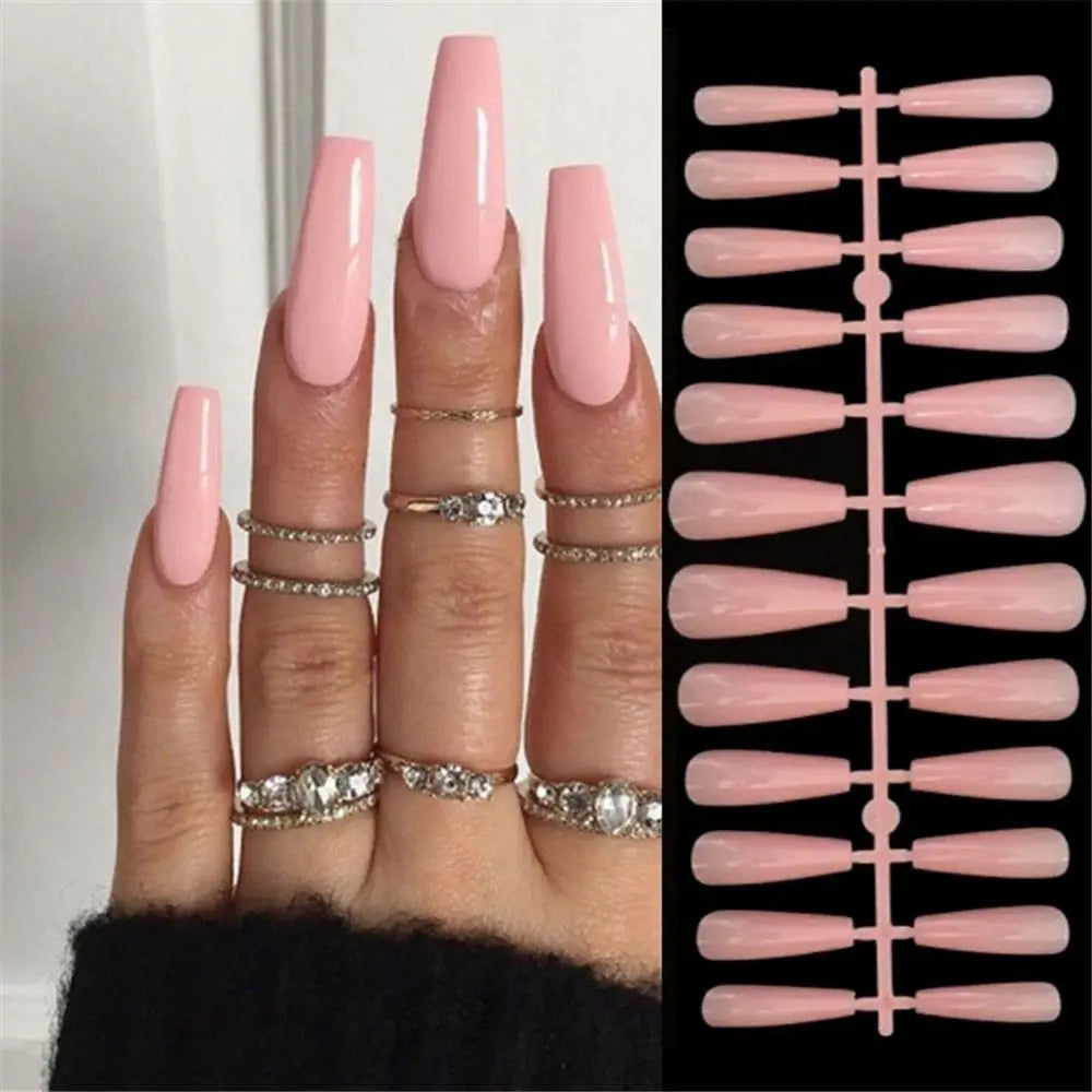 24pcs New Ballerina Fake Nails French Detachable With design False Nails Full Cover Press on Nails DIY Nail Tips