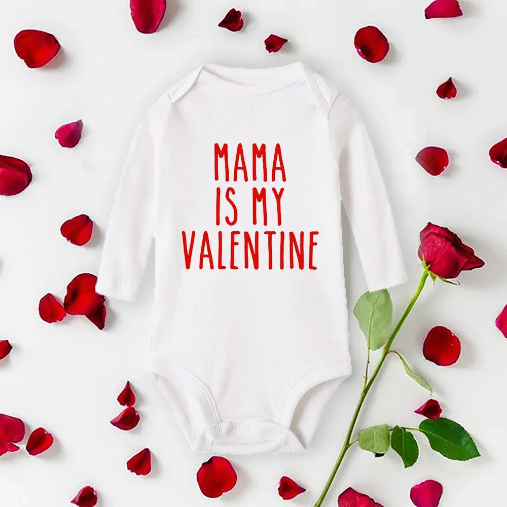 Mommy Daddy Is My Valentine Baby Romper New Born Bodysuit Boys Girls Long Sleeve Clothes Infant Badysuit Baby Valentine Gifts