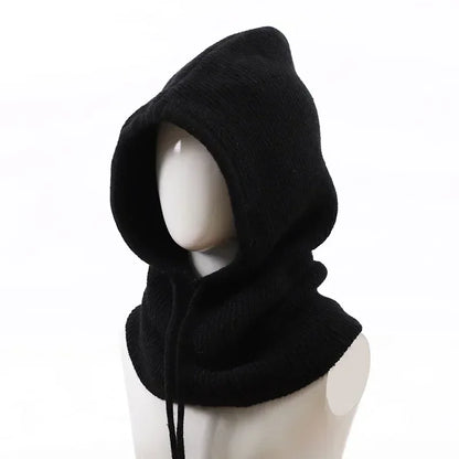 Unisex Adjustable Elastic Balaclava Cap Warm Ring Scarf Beanie Hat For Women Men Windproof Hooded Neck Collar Knitted Hat Bonnet