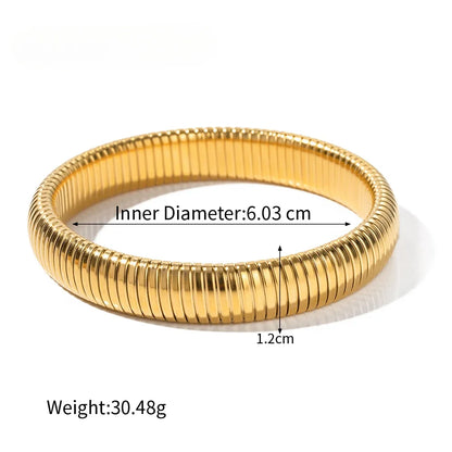 Stainless Steel Texture Flex Snake Chain Cuff Bracelet 18k Gold Plated Wide Bracelet Bangle Fashion