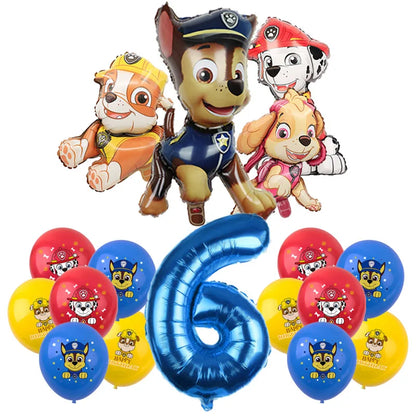 PAW Patrol Birthday Party Decoration Toy Hat Kids Gift Aluminum Foil Balloon Dog Chase Marshall Skye Rubble Disposable Tableware