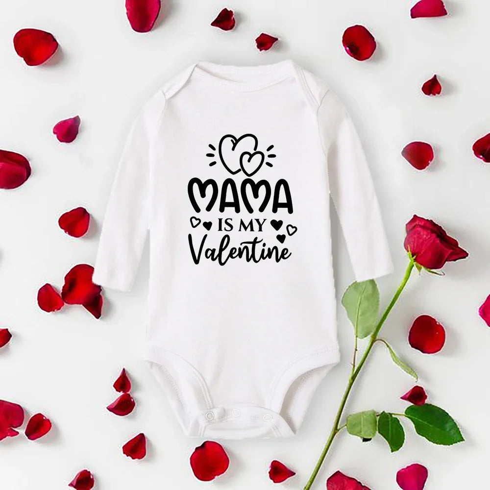 Mommy Daddy Is My Valentine Baby Romper New Born Bodysuit Boys Girls Long Sleeve Clothes Infant Badysuit Baby Valentine Gifts