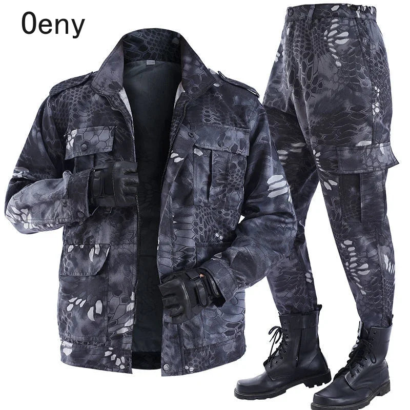 Men's Soft Tracksuit Outdoor Camouflage Suit Uniform Python Pattern Wear-resistant Overalls Labor Insurance Clothes Men Hombre