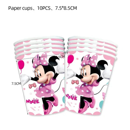 Minnie Mouse Party Decoration Disposable Tableware Minnie Cup Plate Balloon For Girls Baby Bath Birthday Party Supplies