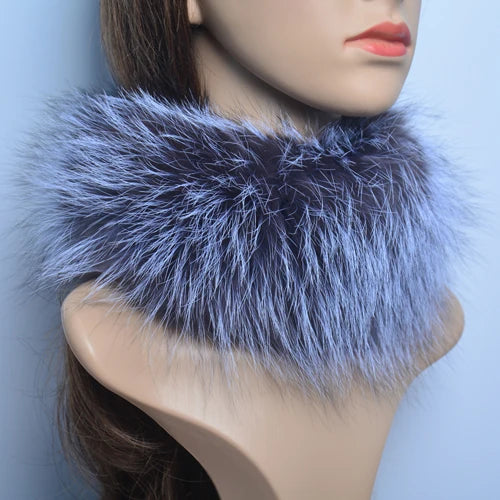 New Luxury Women Outdoor Fox Fur Ring Scarf Winter Good Elastic Knit Real Fox Fur Scarves Neck Warmer Natural Fur Headband Wrap