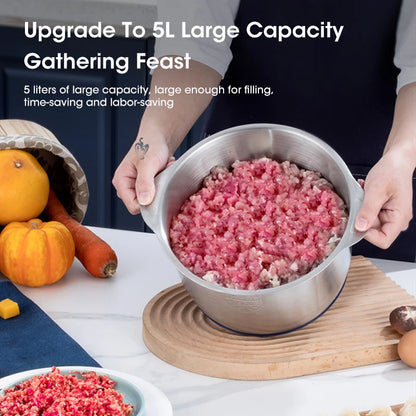 5L Electric Meat Grinder Large Capacity Stainless Steel Mixer Kitchen Vegetable and Meat Grinder Multifunctional Household Mixer