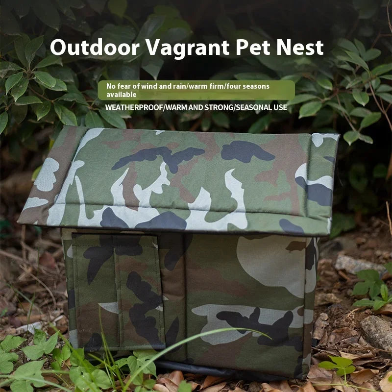 All Seasons Outdoor Rainproof Stray Cat Nest, Winter-Warm Closed House, Cold-Proof Cat House