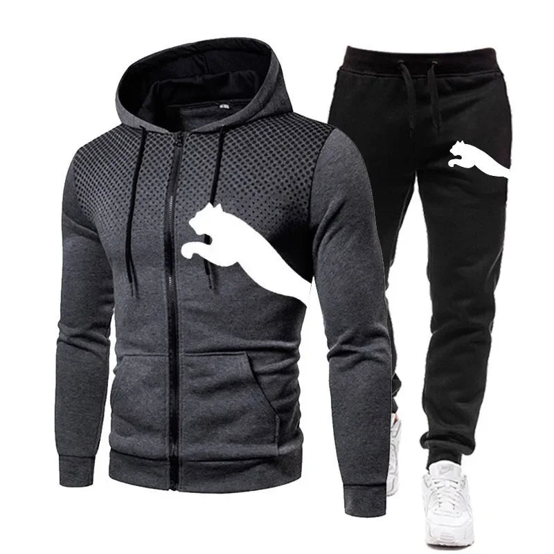 Autumn/Winter menswear Jogging street sportswear two-piece Fashion designer clothing zipper hooded jacket + pantsuit