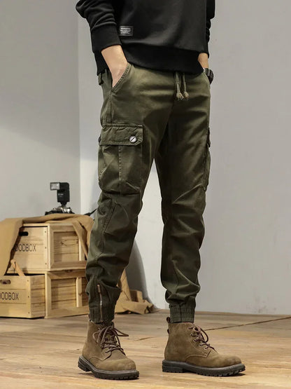 2024 New Multi-Pockets Spring Summer Cargo Pants Men Streetwear Zipper Leg Skinny Work Joggers Cotton Casual Tactical Trousers