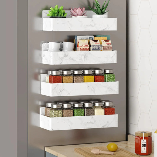 4PCS Magnetic Spice Storage Racks Multicolor Plastic Fridge Shelf Cabinet Organizer Kitchen Accessories the Side of Refrigerator