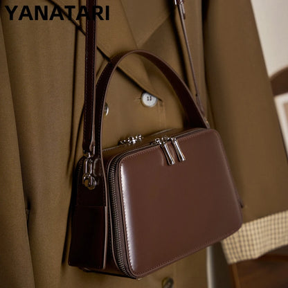 YANATARI underarm cowhide Genuine leather handbags women vintage shoulder bag female crossbody bags luxury high quality 2025