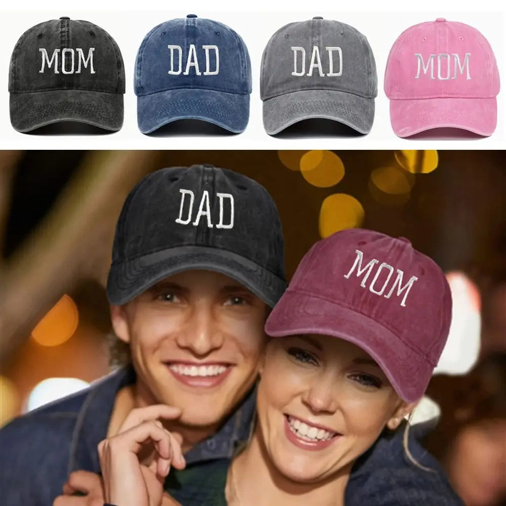 DAD MOM Embroidery Pure Cotton Baseball Cap Fashion Women Men Hat Sport Visors Snapback Cap Sun Hat Breathable Outdoor Caps