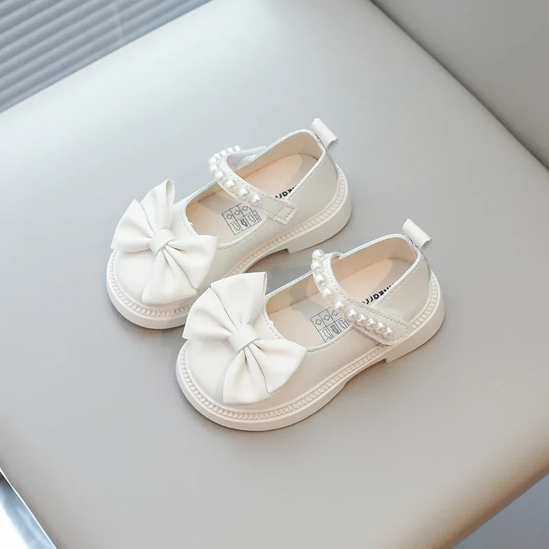 Baby Girls Casual Shoes Kids PU Leather Shoes with Bow-knot Sweet Cute Fashion Princess Children Wedding Dress Party Flats Soft