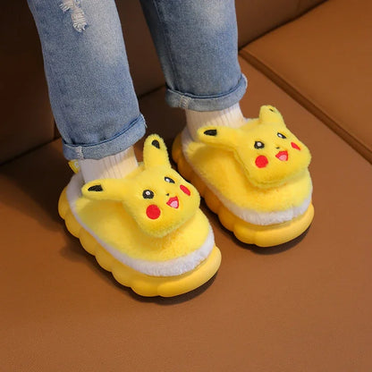 New Winter Children's Cotton Slippers Cute Cartoon Non-slip Soft Sole Girls Boys Indoor Warm Plush Home Wooden Floor Flat Shoes