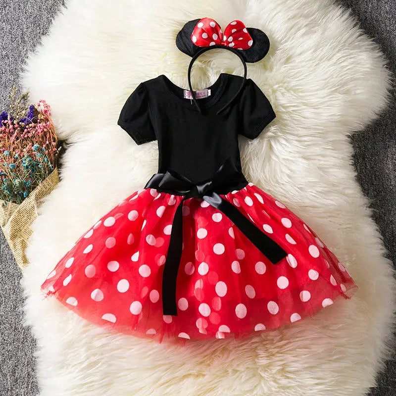 Cute Baby Girls Dress Toddler Kids Halloween Carnival Party Costume Polka Dot Christmas Clothes Children Birthday Fancy Dress Up