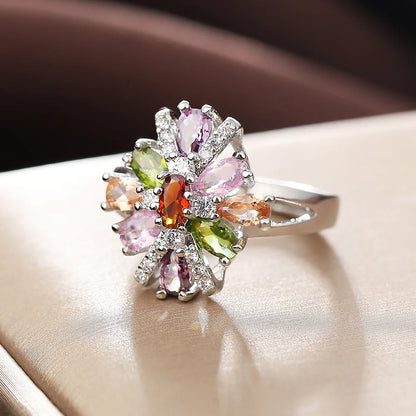 Fashion Vintage Delicate Floral Ruby Rings for Female