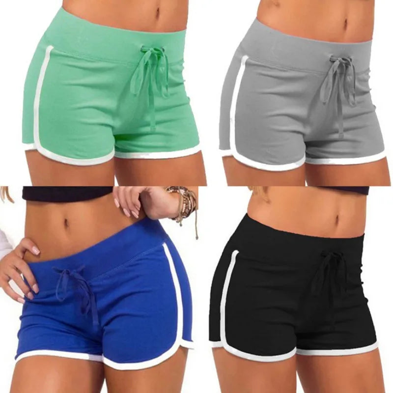 Summer Fast Drying Sports Pants for Women Cotton Shorts Contrast Binding Side Split Elastic Waist Casual Shorts Yoga Short Pants