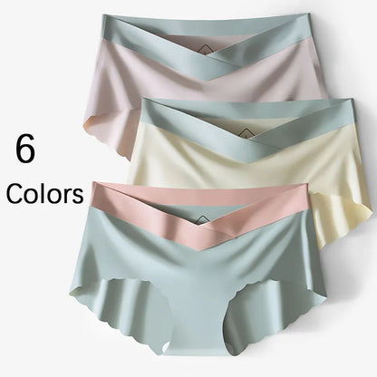 CINOON Women Seamless Ice Silk Panties Ladies Large Size Lingerie Low-Waist Sexy Briefs No trace Ventilate Comfort Underwear