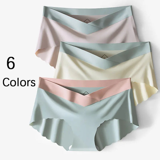 Women Seamless Ice Silk Panties Ladies Large Size Lingerie Low-Waist Sexy Briefs No trace Ventilate