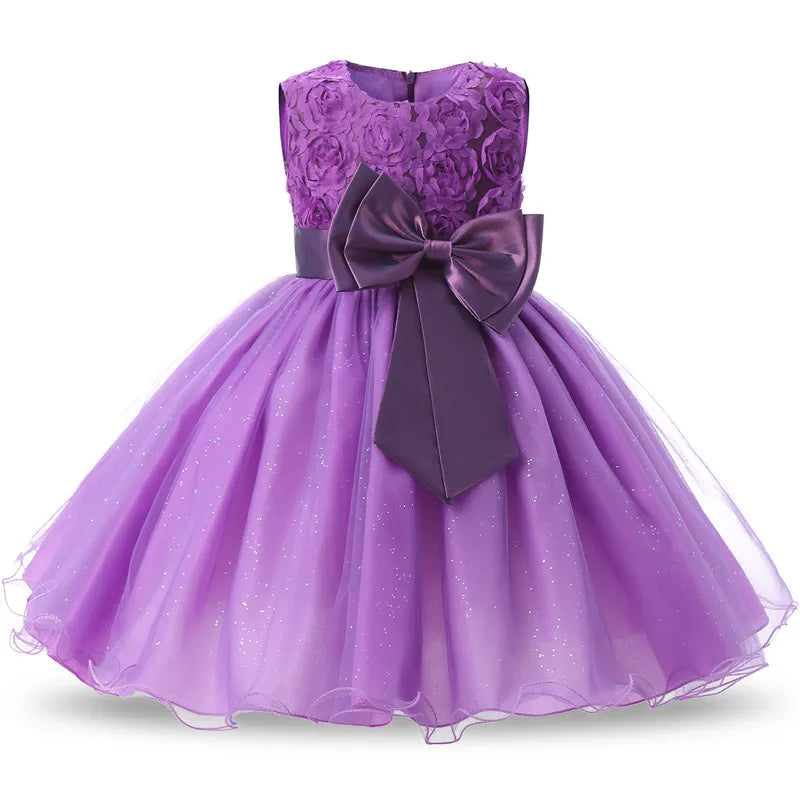 Princess Girl Dress Wedding Birthday Party Frocks for Children Costume With Bow Prom Ball Gown Elegant Party Dress For Girls