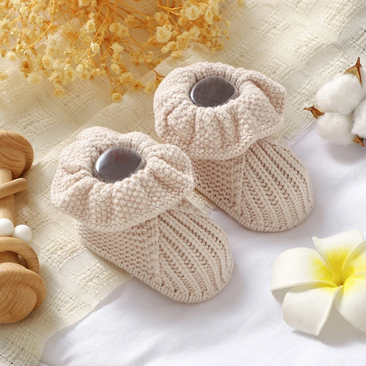 Newborn Baby Shoes Knitted Infant Girl Boy Boots Fashion Ruffles Slip-on Toddler Kid Footwear 0-18M Handmade Clothes Accessories