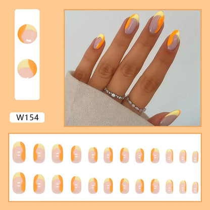 24pcs/Box Ballerina Nail Tip Purple with Design Manicure Patches Fresh Floral Almond False Nails Press on Med Nails Detachable