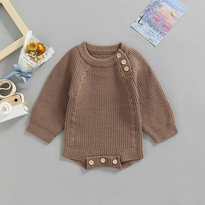 Newborn Infant Baby Girl Boy Knit Sweater Romper Pullover Sweatshirt Fall Winter Baby Clothes Warm Romper Bodysuits