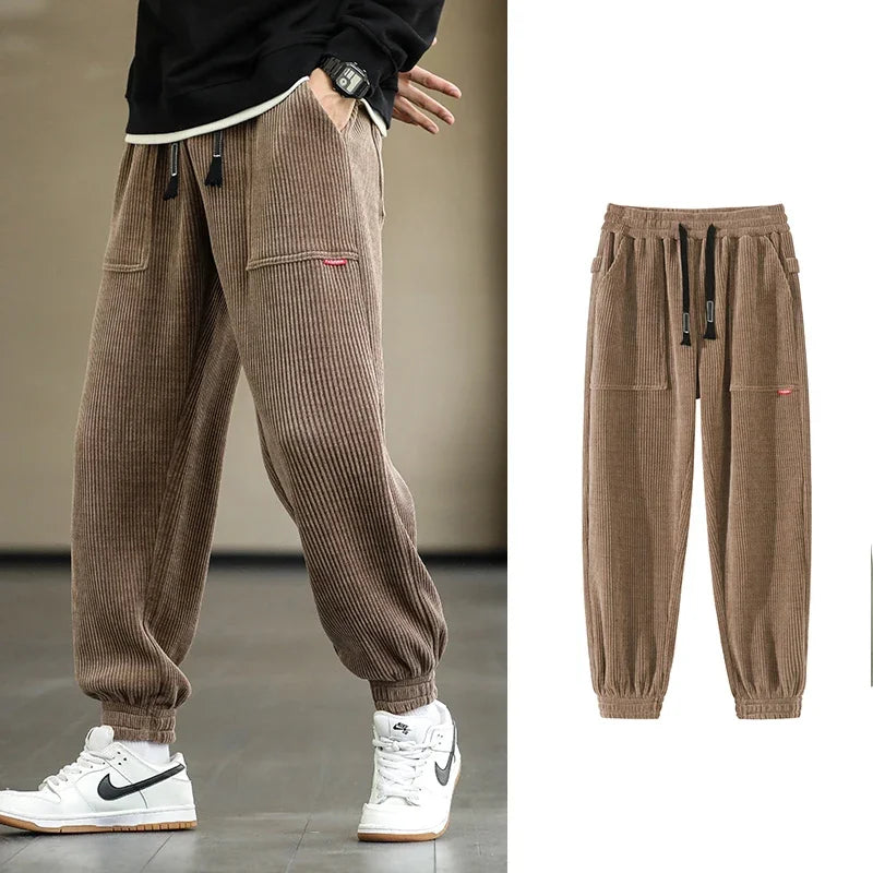 2024 New Autumn Winter Corduroy Sweatpants Men Baggy Joggers Fashion Streetwear Loose Casual Harem Pants Plus SIze 8XL