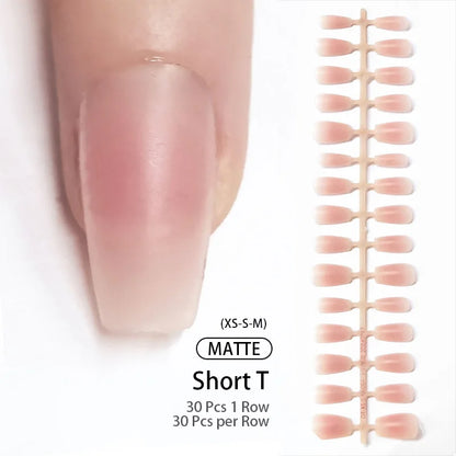 30Pcs French Gradient Short Ballet Nails Simple Nude Color False Nails Coffin Fake Nail Press On Nails Full Cover Nails