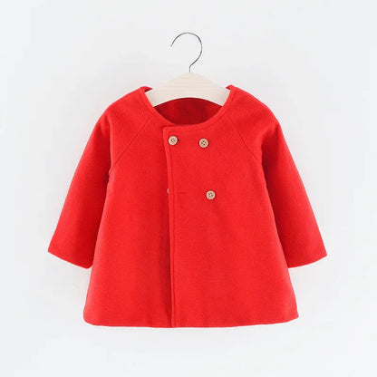 Autumn and Winter New Fashion Solid Color Baby Girls' Coat Korean Style Children's Long Sleeve Clothing (0-3 Years Old)