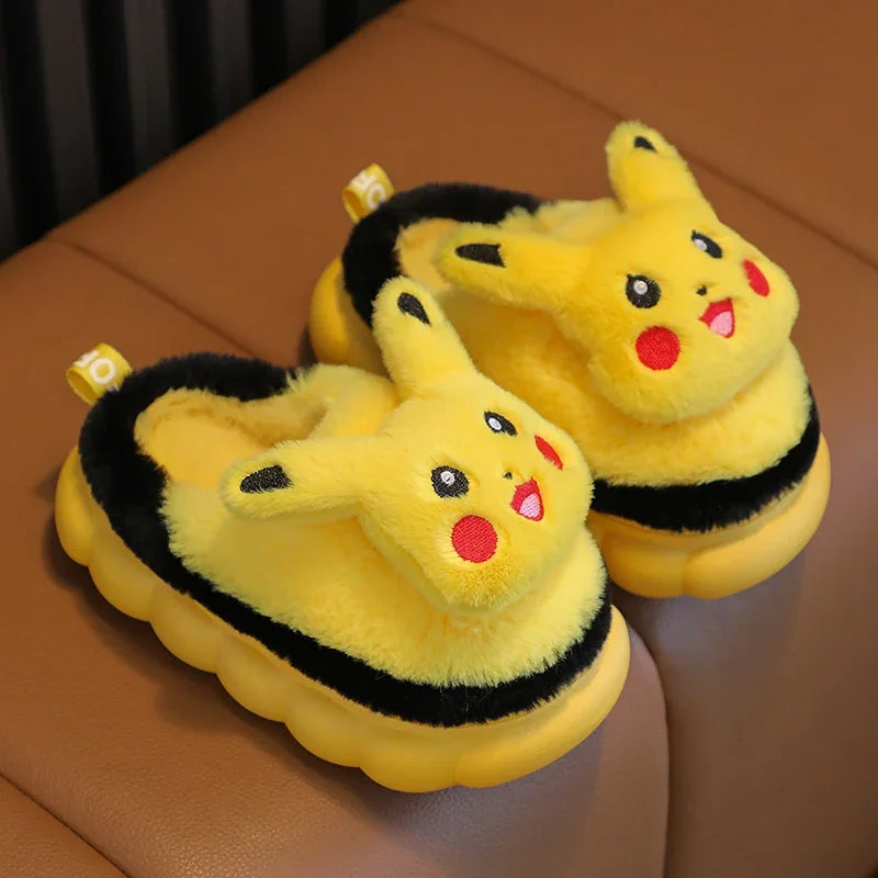 New Winter Children's Cotton Slippers Cute Cartoon Non-slip Soft Sole Girls Boys Indoor Warm Plush Home Wooden Floor Flat Shoes