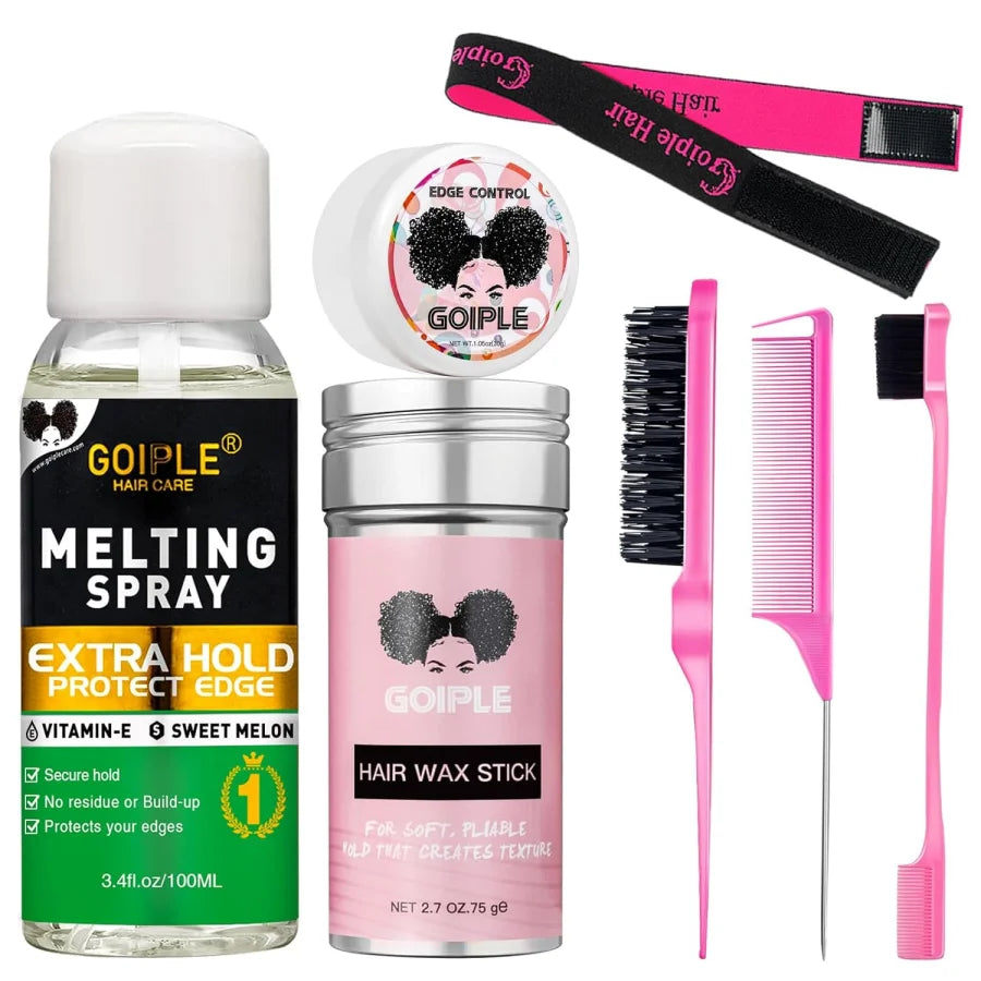 GOIPLE Wig Installation Kit Melting Spray Glueless Adhesive Extra Hold Waterproof Lace Front Wig Glue Remover Styling Wax Stick