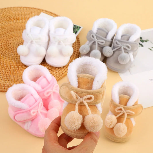 Newborn Booties Baby Socks Shoes Girl Winter Warm Cute Toddler Prewalkers Soft Anti-slip Infant Newborn Crib Crawl Shoes