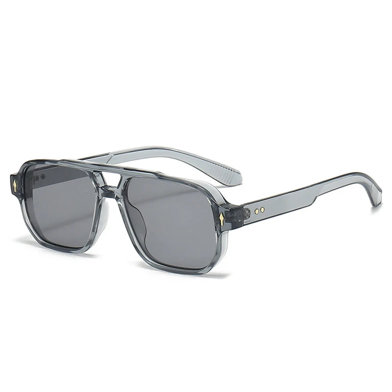 Double Bridges Men Square Sunglasses Clear Ocean Lens