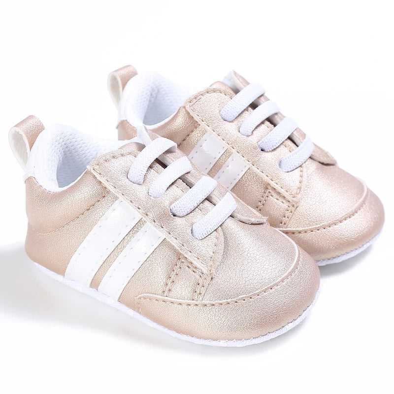 Toddler Baby Girl Shoes 0 to 3 6 9 12 18 24 Months Casual Cute Gold White Baby Boy Shoes First Walkers Soft Crib Shoes Infantil