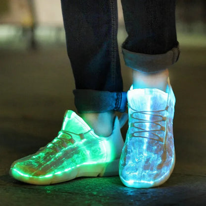 Spring Boy Luminous Glowing Sneakers Men Women Girls Kids LED Light Shoes Children Flashing With Light Adults USB Recharge Shoes