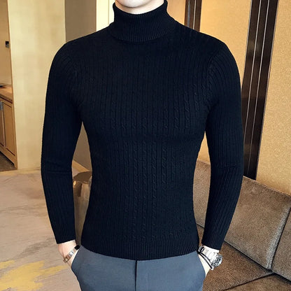 Winter High Neck Thick Warm Sweater Men Turtleneck Brand Mens Sweaters