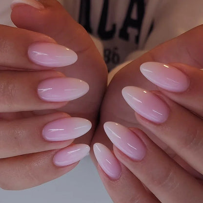 24Pcs Mid-length False Nails with Almond Head Design Brown Gold Lines Fake Nails Oval Wearable French Press on Nail Tips