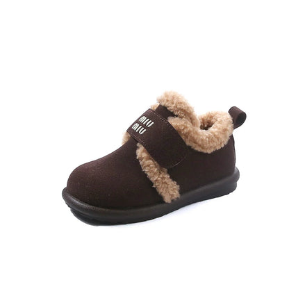 Children's Padded Bokken Shoes 3-18 Years Old Padded Thickened Boys Girls Cotton Shoes Brown Soft Non-slip Kids Snow Boots