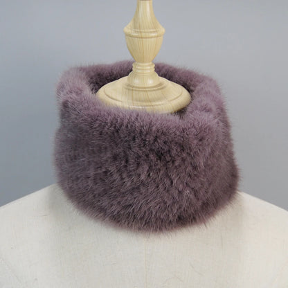 2025 New Women Winter Real Mink Fur Scarves headbands Good Elastic Knitted Natural Mink Fur Scarf Thick Warm Lady Fur Ring Shawl
