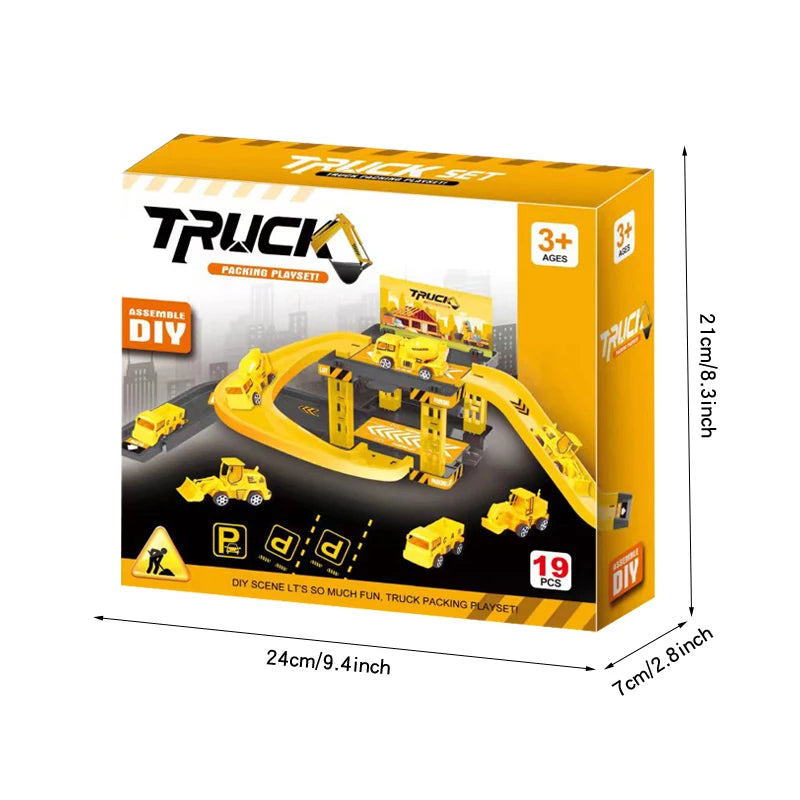 Children's track parking lot toys multi-storey car parking building fire police engineering dinosaur car toys