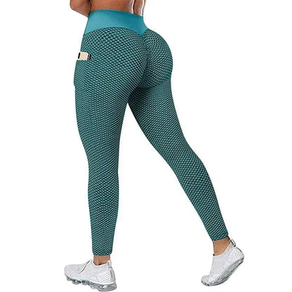 Women's Casual Fitness Trousers High Waist Pocket Leggings Scrunch Butt Workout Tights Push Up Yoga Gym Leggings S-3XL