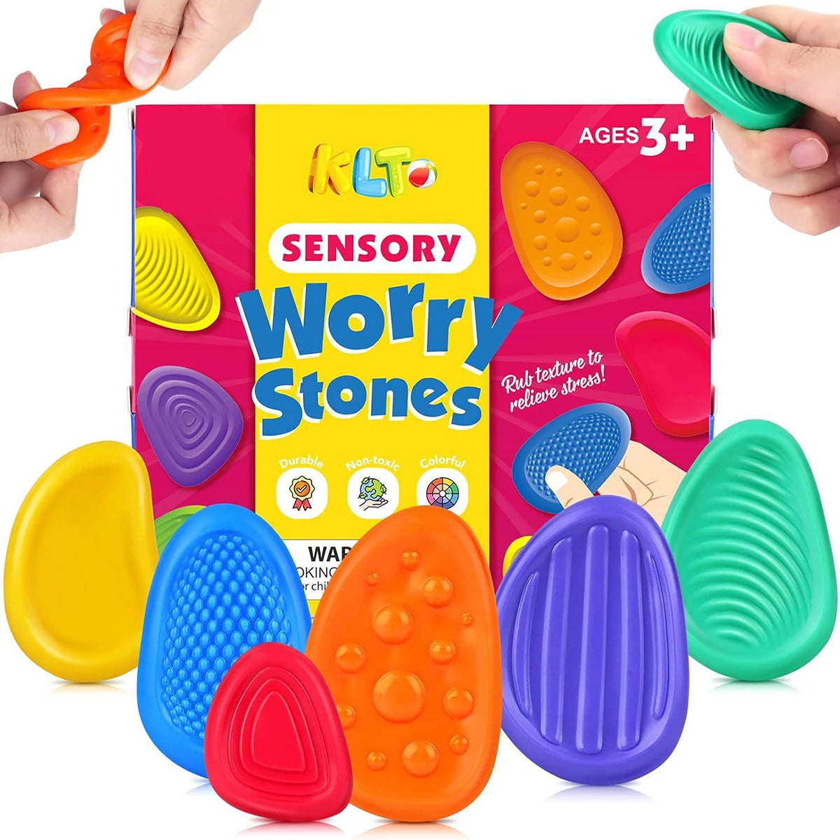 Fidget Toys Adults Sensory Silicone Stone 6 Pack Textured for Autism