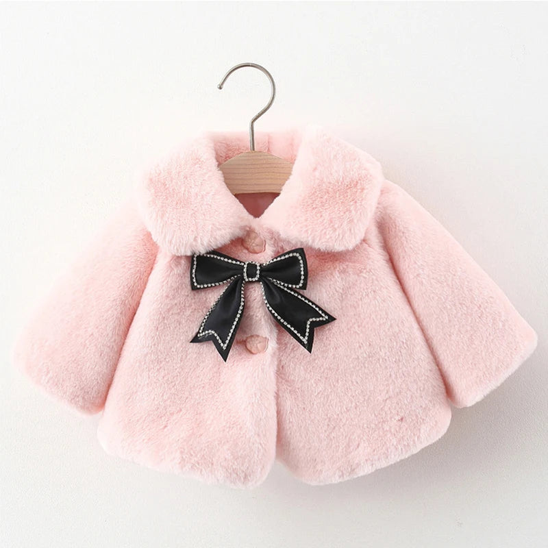 2025 New Winter Jacket For Baby Girl Clothes Fashion Christmas Princess Cloak Autumn Warm Faux Fur Girls Coat Plush Baby Outwear
