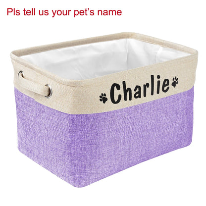 Personalized Dog Toy Basket Free Print Pet Storage Box DIY Custom Dog Name Toys Clothes Accessories Foldable Organize Storage
