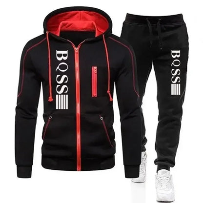 New autumn/winter men's hooded jacket sports suit, 2024stylish casual zipper jogging fitness hoodie + sweatpants 2-piece set