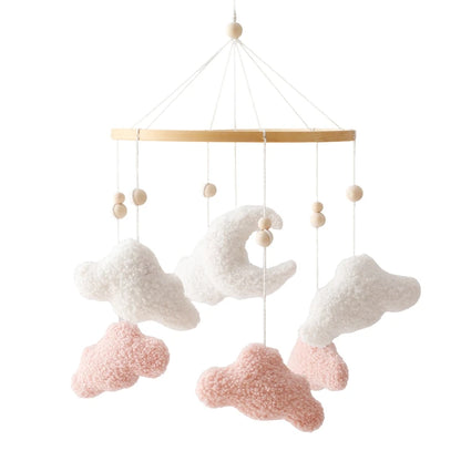 Baby Crib Mobile Bed Bell Rattle Toys Wooden Crochet Stars Pendant Bed Bell Toys Newborn Comfort Crib Bracket Hanging Toys Gifts